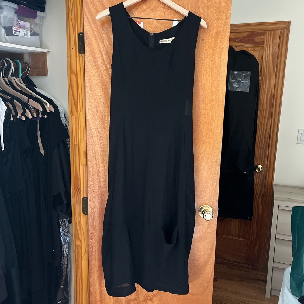 Vintage 1992 Comme des Garcons Black Midi Length A-Line Dress Sz M